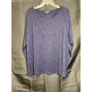 Mario Serrani Italy Womens Purple Leopard Long Sleeve Pullover Size XL